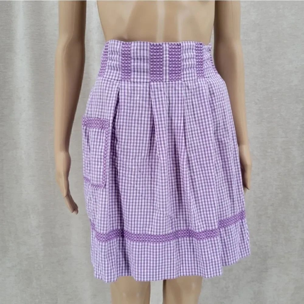 VINTAGE Waist Apron Purple Picnic Check Plaid
